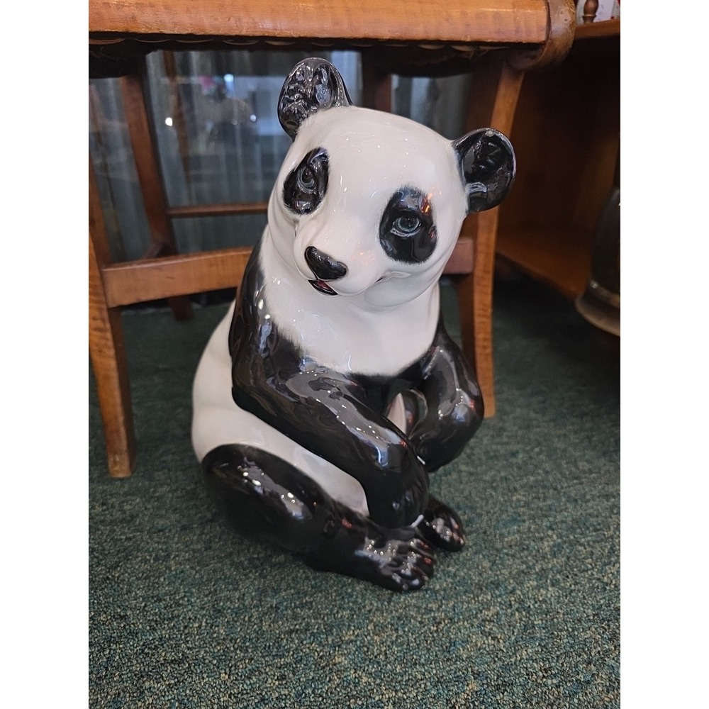 Vintage Italian Handpainted Ceramic Panda Numbered 1421/1